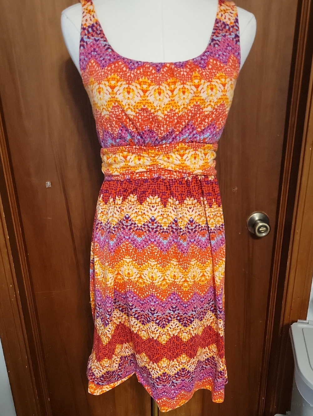 Faded Glory Multicolor Sleeveless Mini Dress - Orange, Purple & Yellow